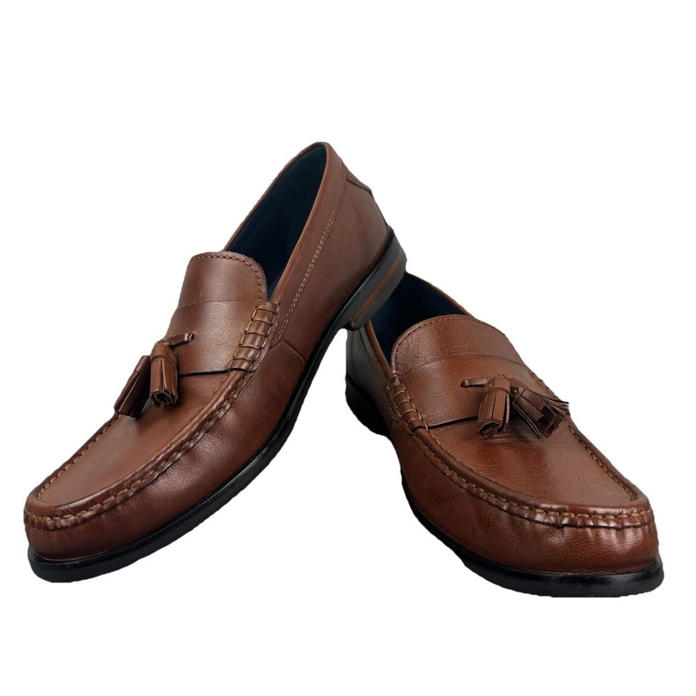 Cole Haan Grand Os Tassel Loafer Men 9M Pinch Hand Sewn Brown Leather C25264